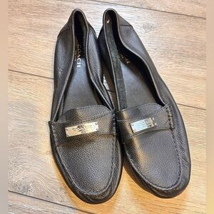 Coach Fredrica Loafers Pebble Grain Leather Black Womens 8